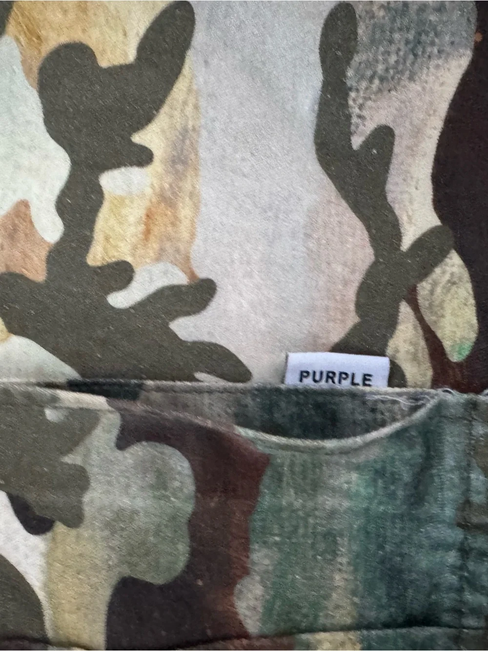 Men's Purple Brand Camouflage Cargo Pants - Green/Khaki